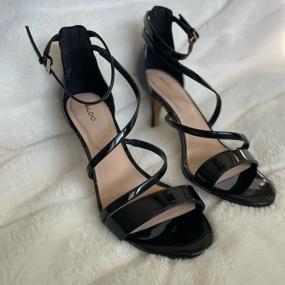 ALDO Strappy Black Patent Heel Sandal - Picture 3 of 8